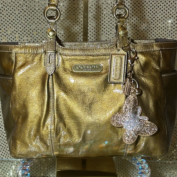 Coach Madison Gallery Shimmering Gold Tote Approximately 15.5” x 9” x 3” EUC - Picture 1 of 17